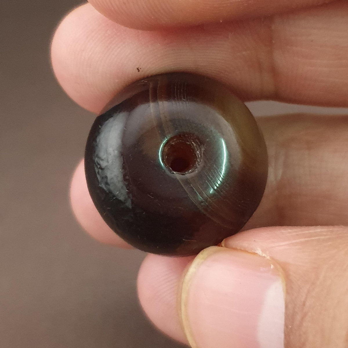 Amulette en Agate Sulemani de Forme Pneu à Motif Naturel Vintage