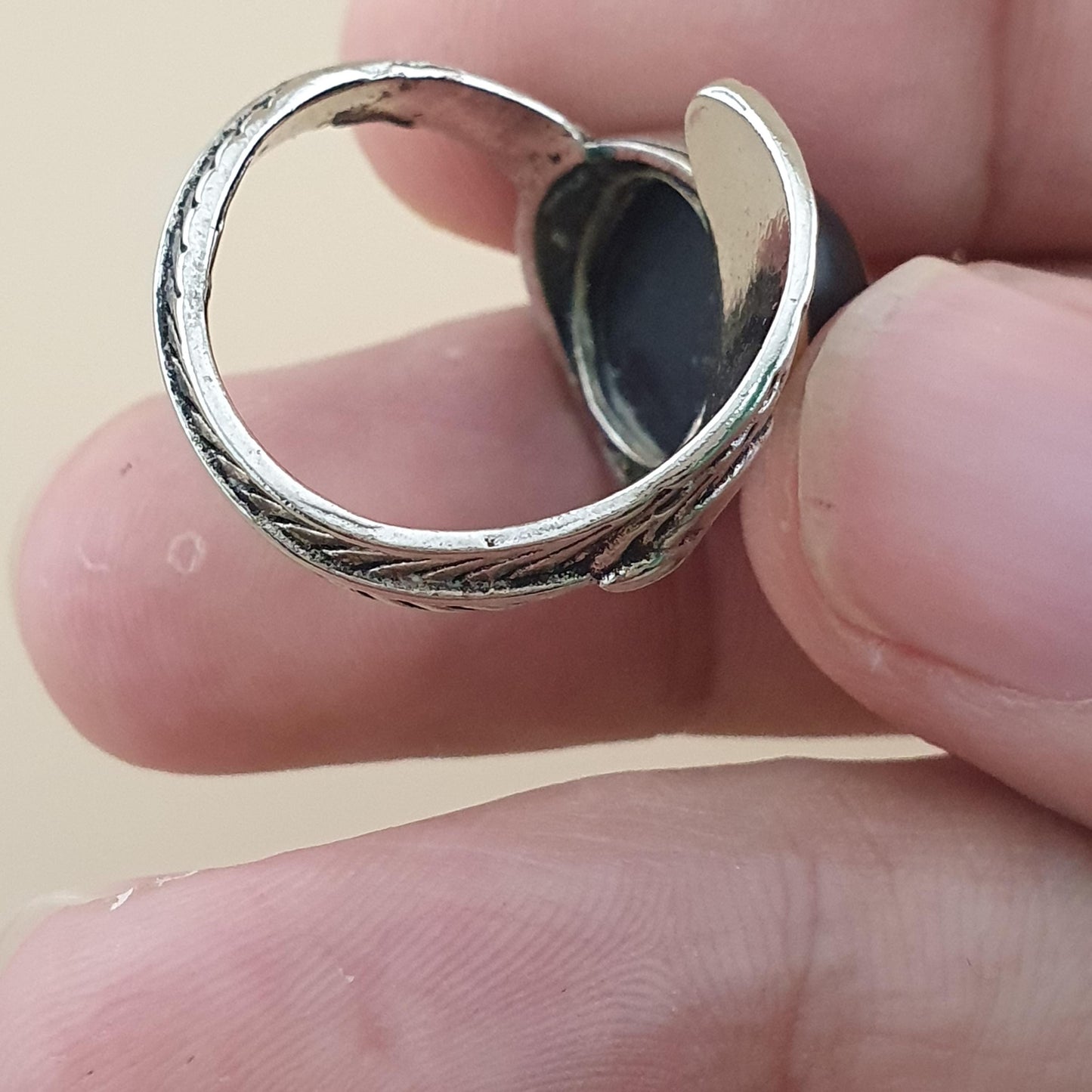 Lot Of 2 Vintage Suliemani Eye Agate Brass Rings