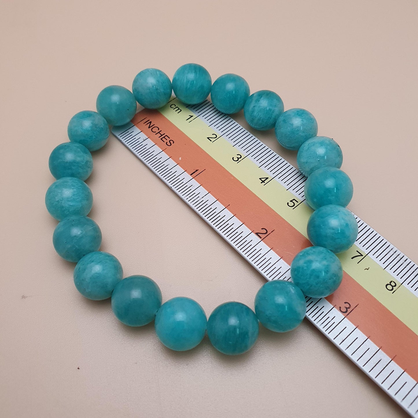Naturarmband aus Amazonit mit aquagrünen Edelsteinperlen (11mm)