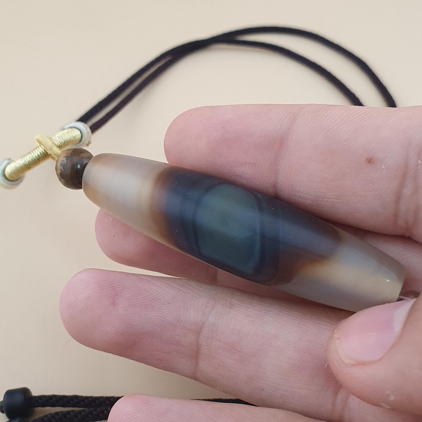 Vintage Natural Eyes Yemeni Suliemani Agate Bead Amulet