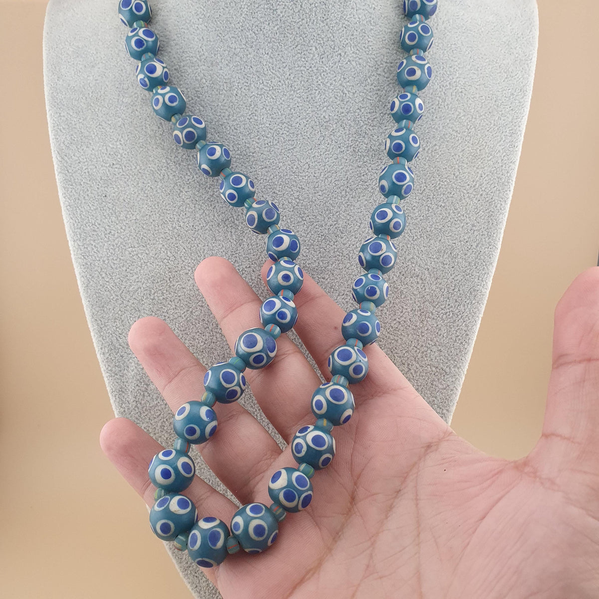 Vintage Thousand Eyes Venetian Style Glass Beads Necklace 24 inches