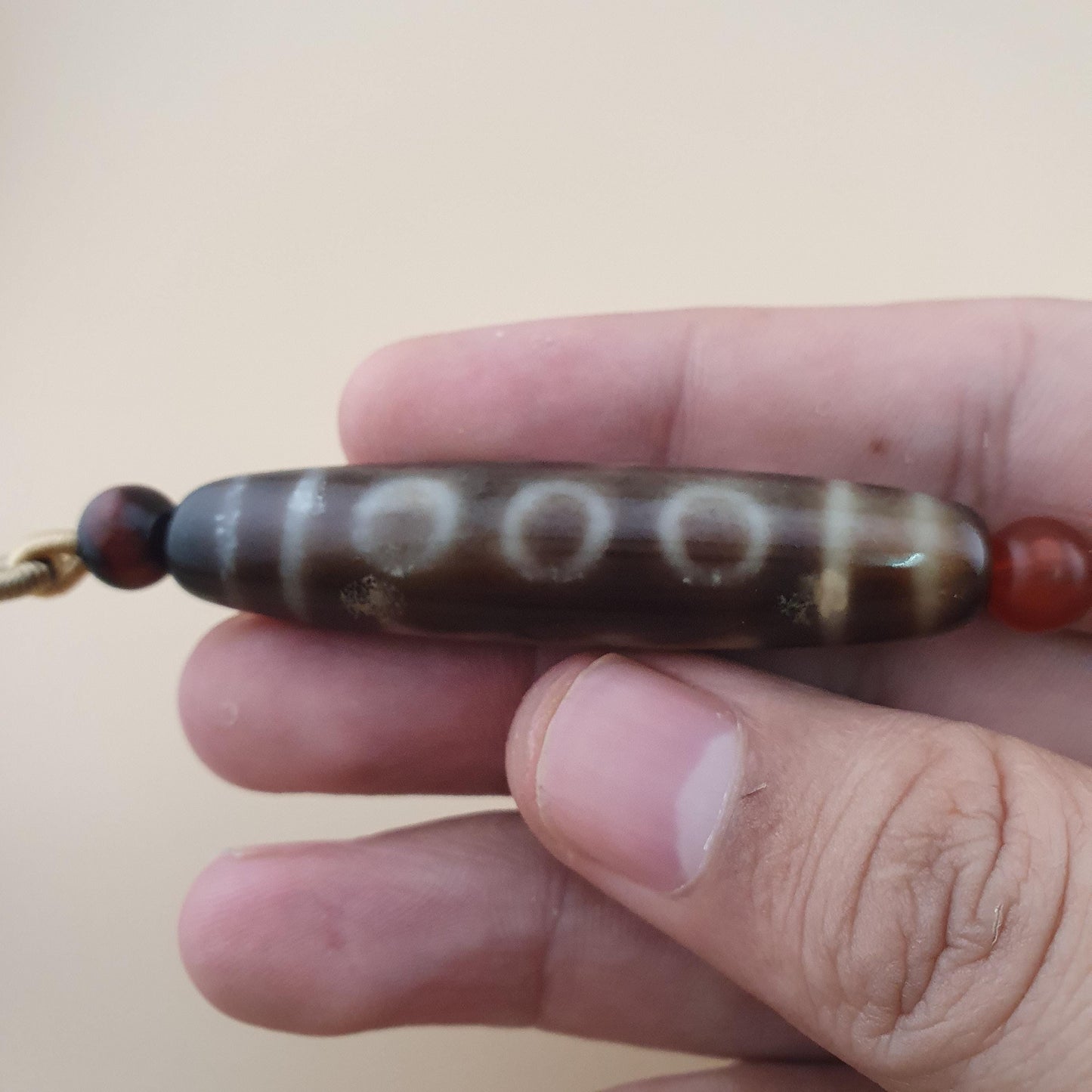 Vintage 5 Eyes Himalayan Tibetan Agate Dzi Bead Amulet