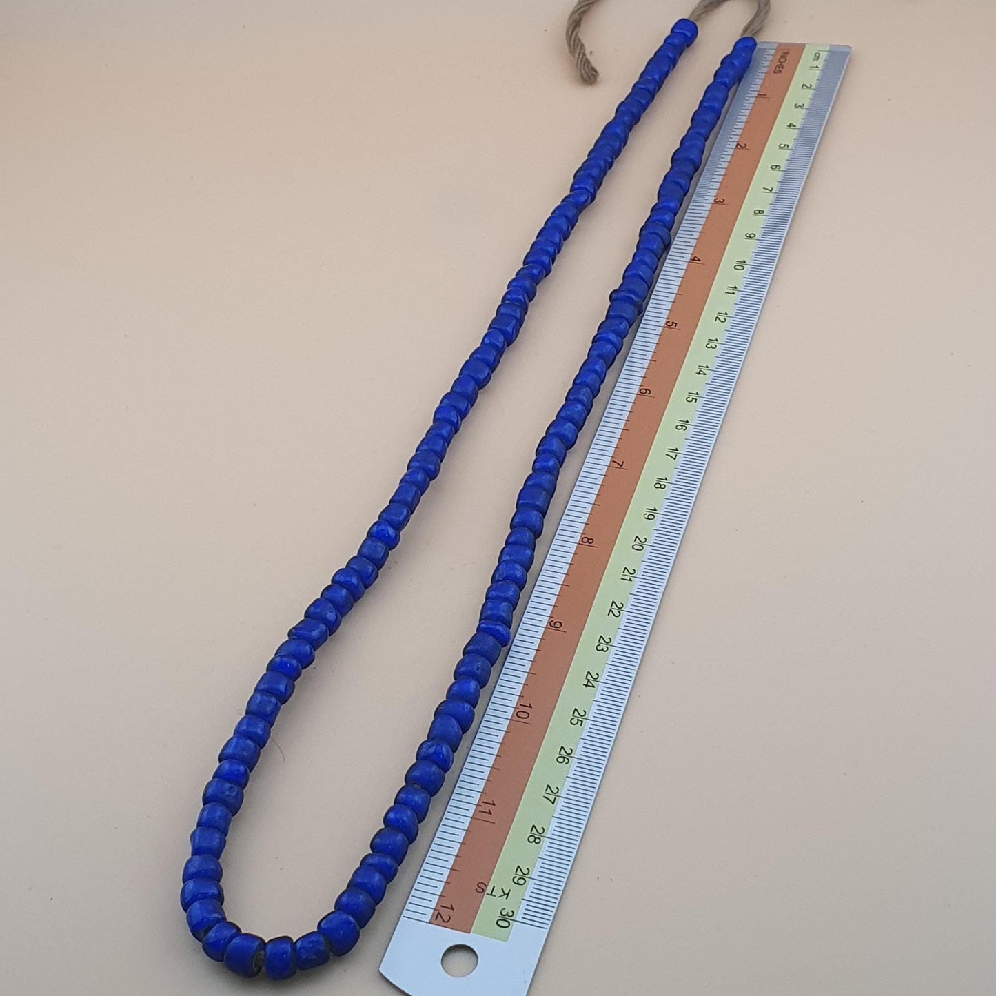 Vintage Venezianisch Dunkelblau WhiteHeart Glasperlen Stränge 7mm 24 Zoll Lang