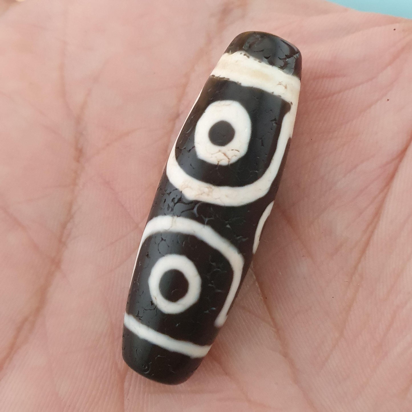Vintage Himalaya 6 Augen tibetische Achat Dzi Perle Amulett