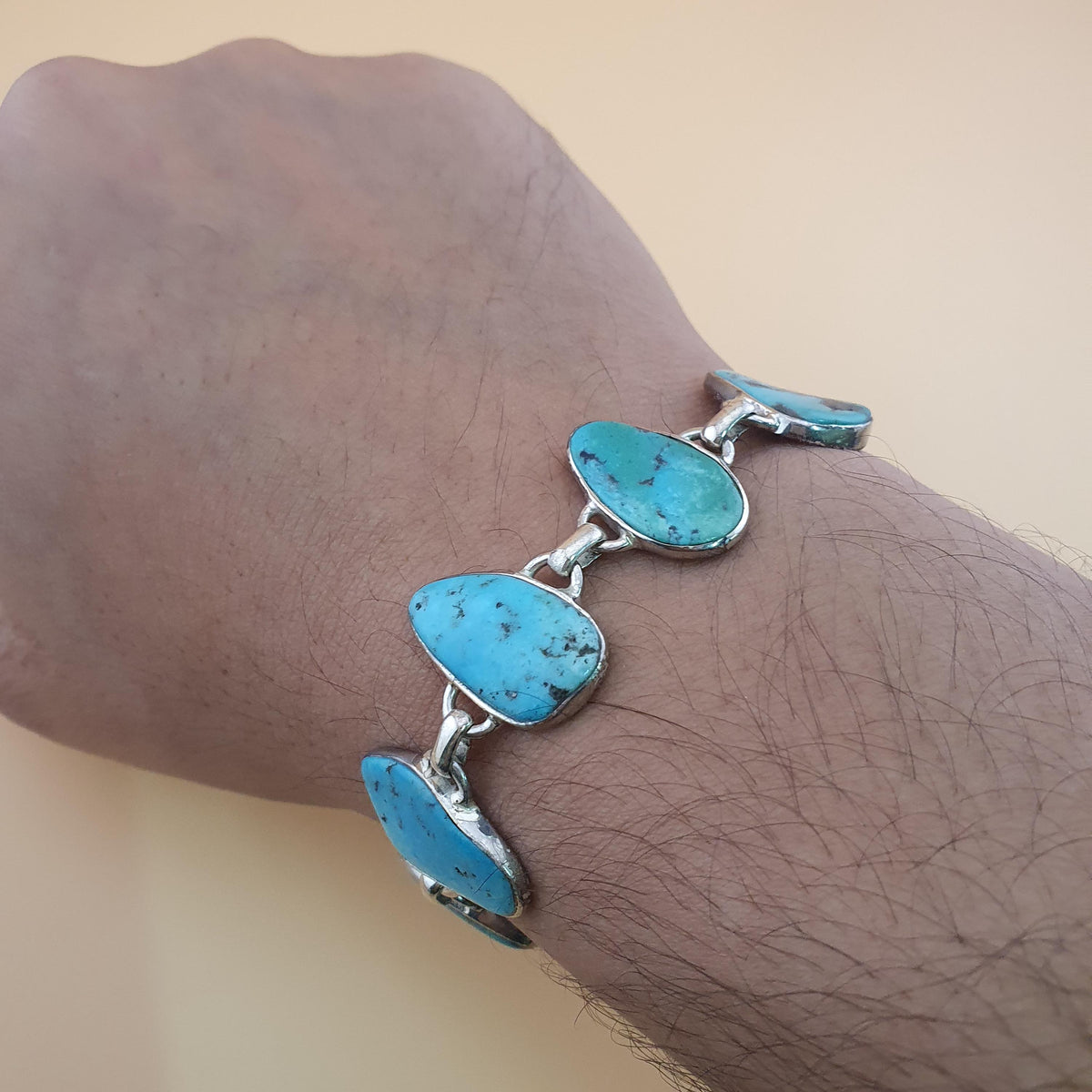 Authentique bracelet en argent sterling 925 avec turquoise d'Arizona