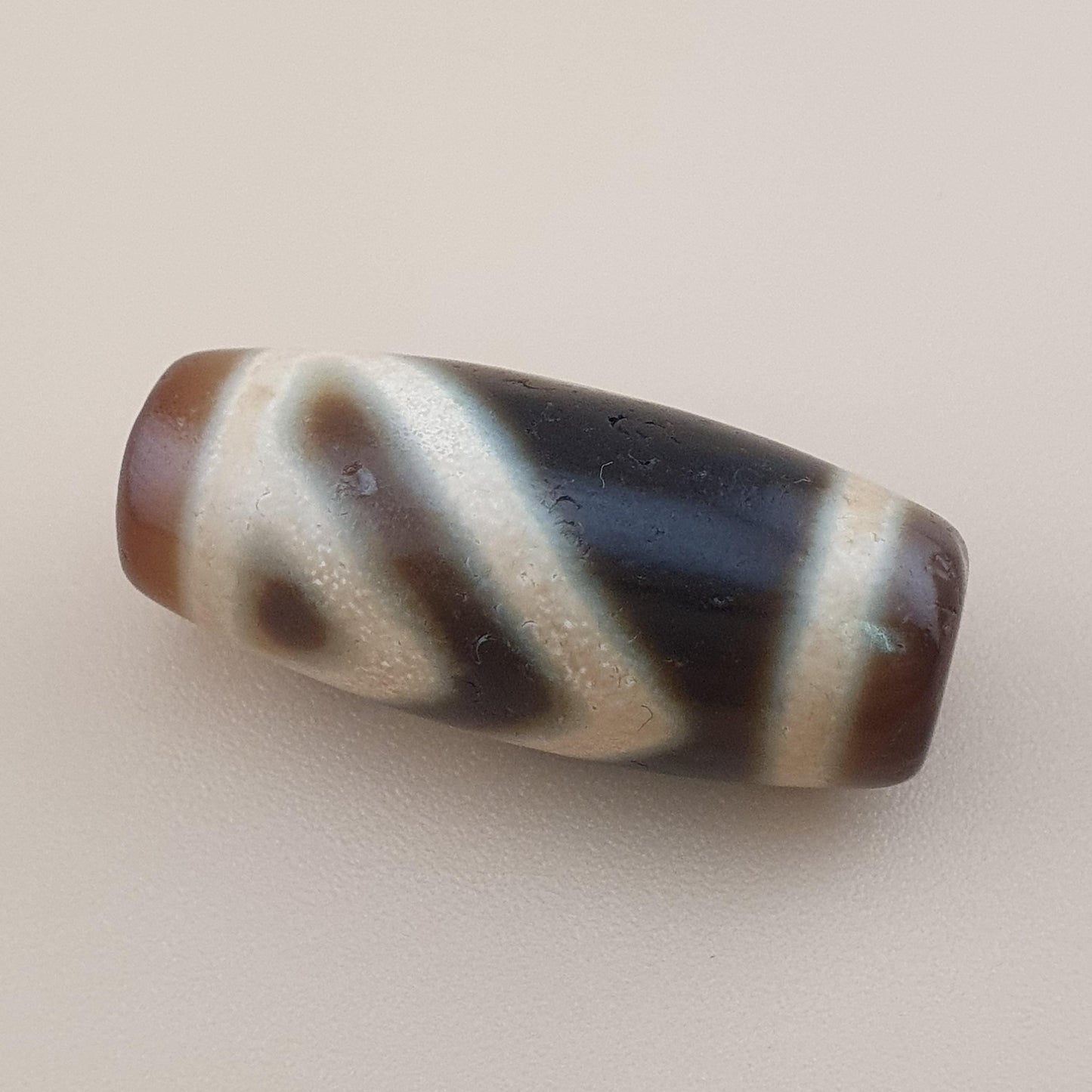 Rare Vintage 1 Eyes Himalayan Tibetan Agate Dzi Bead Unique Pattern Amulet