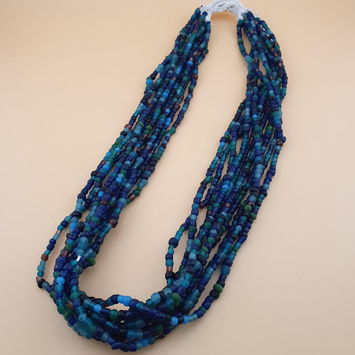 Vintage African Style Green Blue Tiny Glass Beads 10 Strands Lot