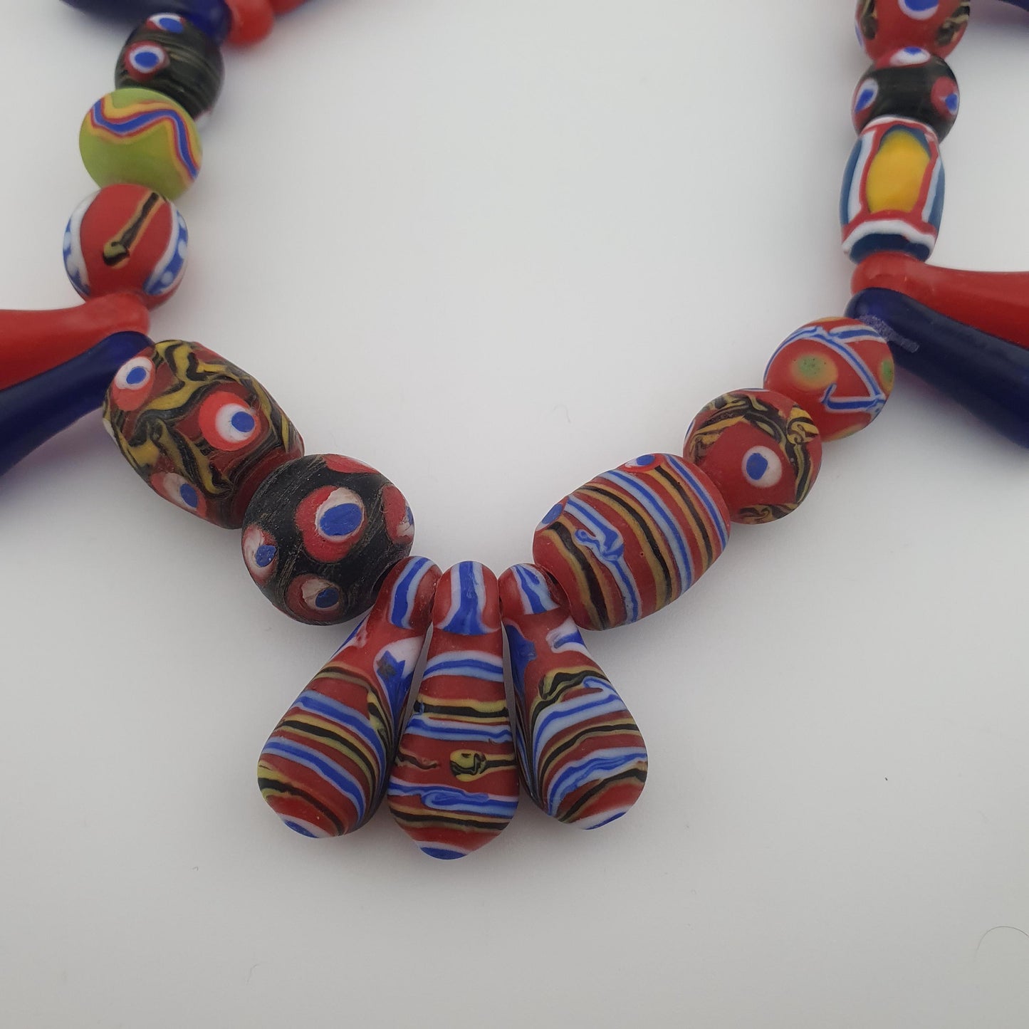 Antique Venetian Style Multicolor Glass Beads, Gabri & Floral Beads Necklace