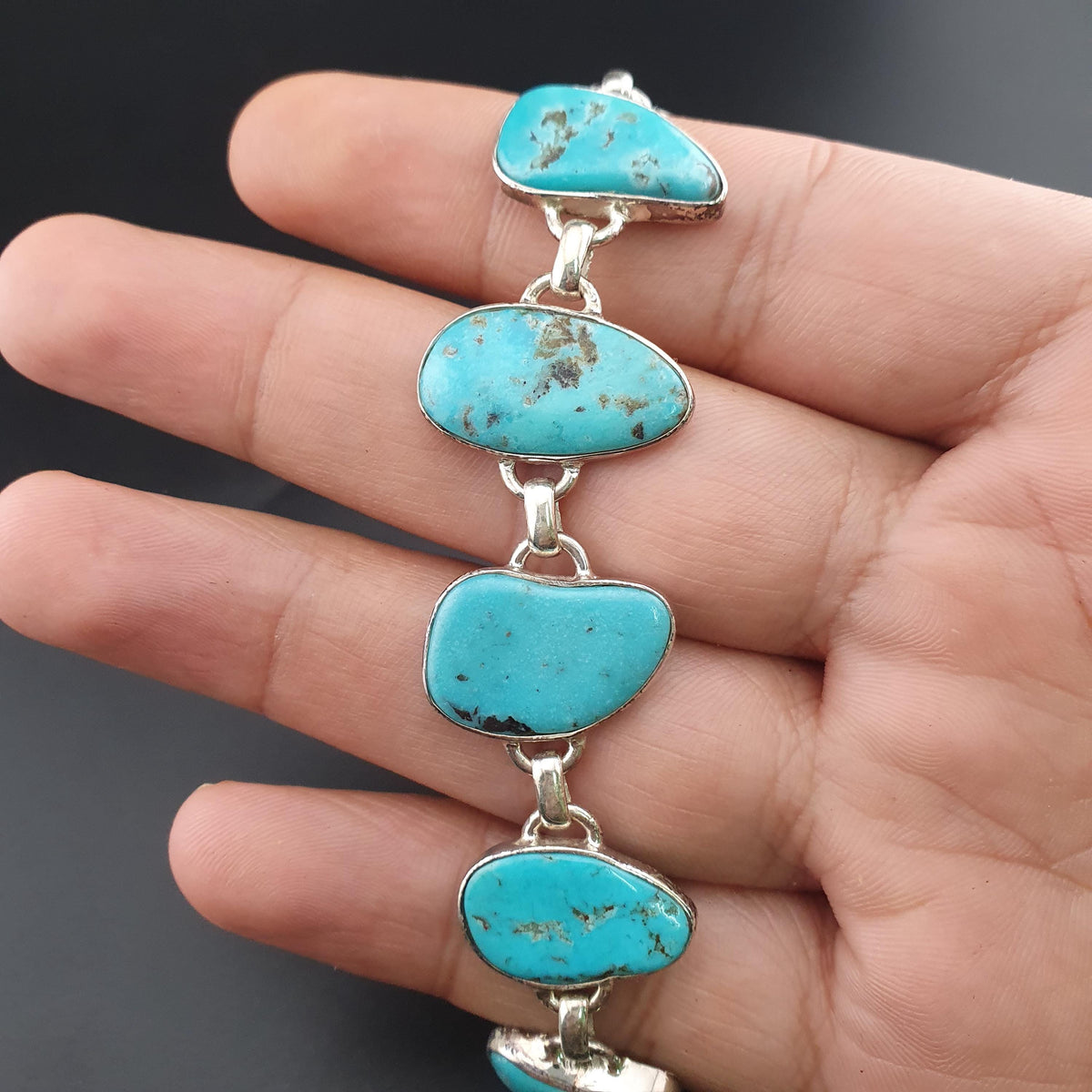 Bracelet en argent sterling et turquoise d'Arizona : Bijoux bohèmes style sud-ouest