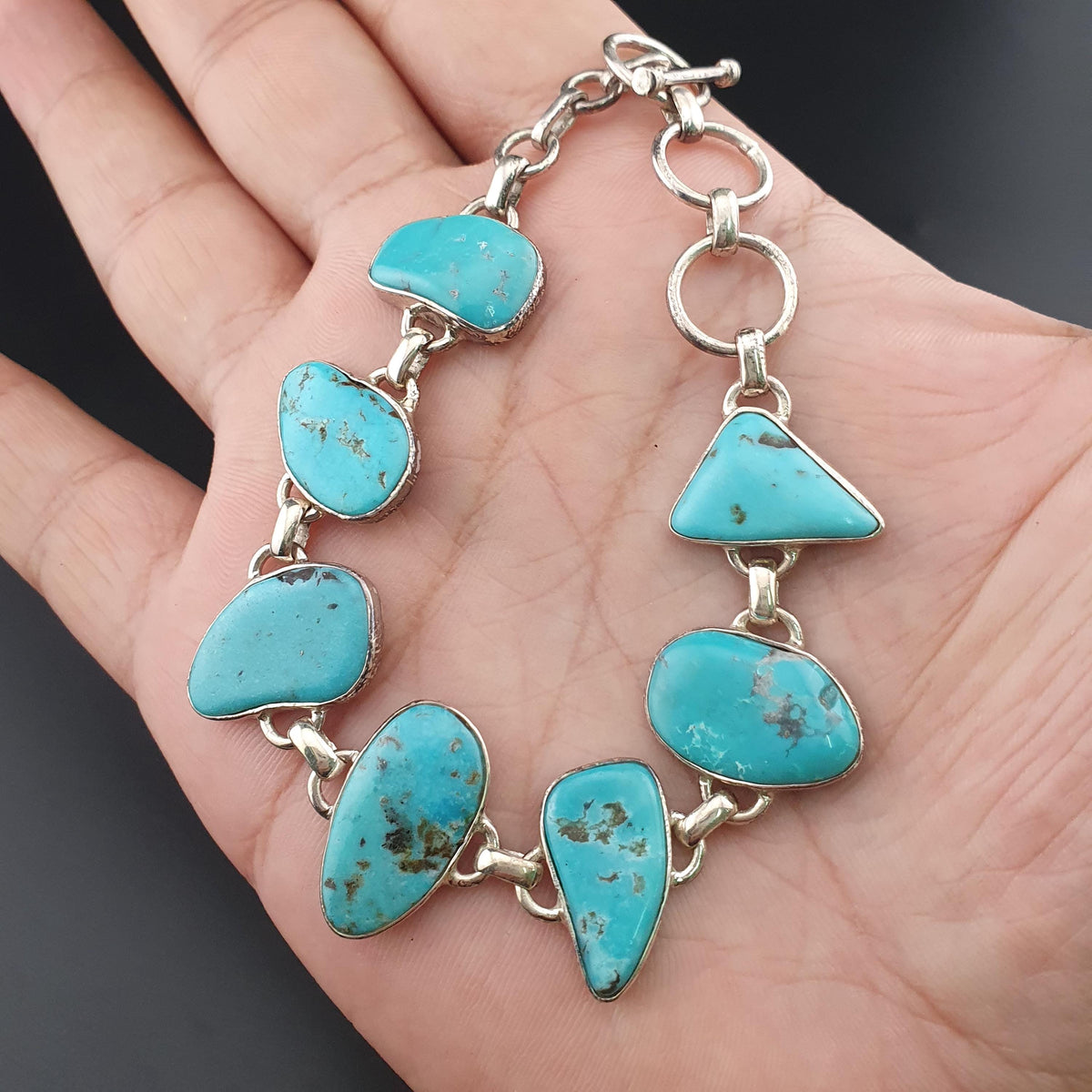 Bracelet en argent sterling et turquoise d'Arizona : Bijoux bohèmes style sud-ouest