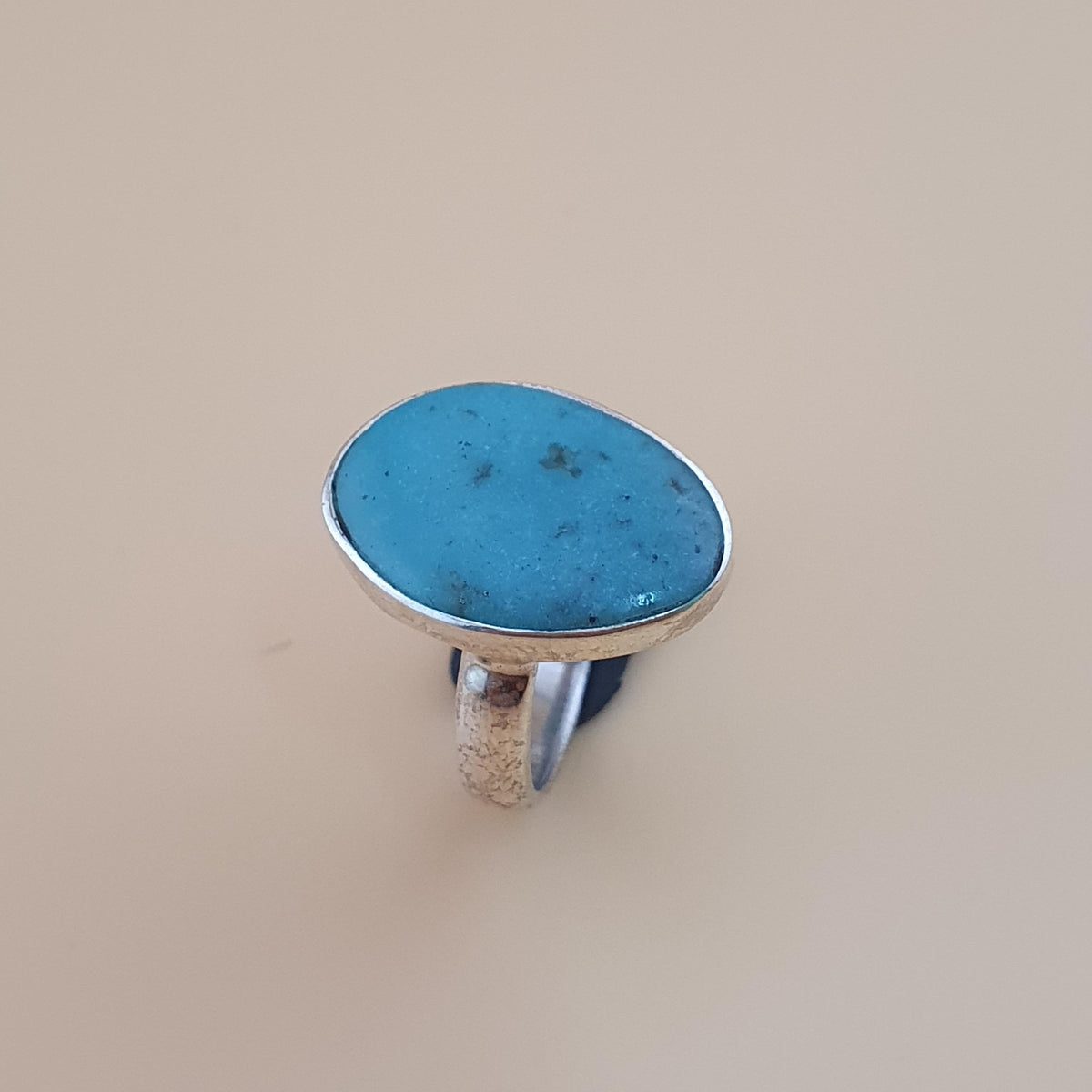 Bague en argent sterling turquoise d'Arizona - Pierre précieuse ovale style bohème, taille US 8.25