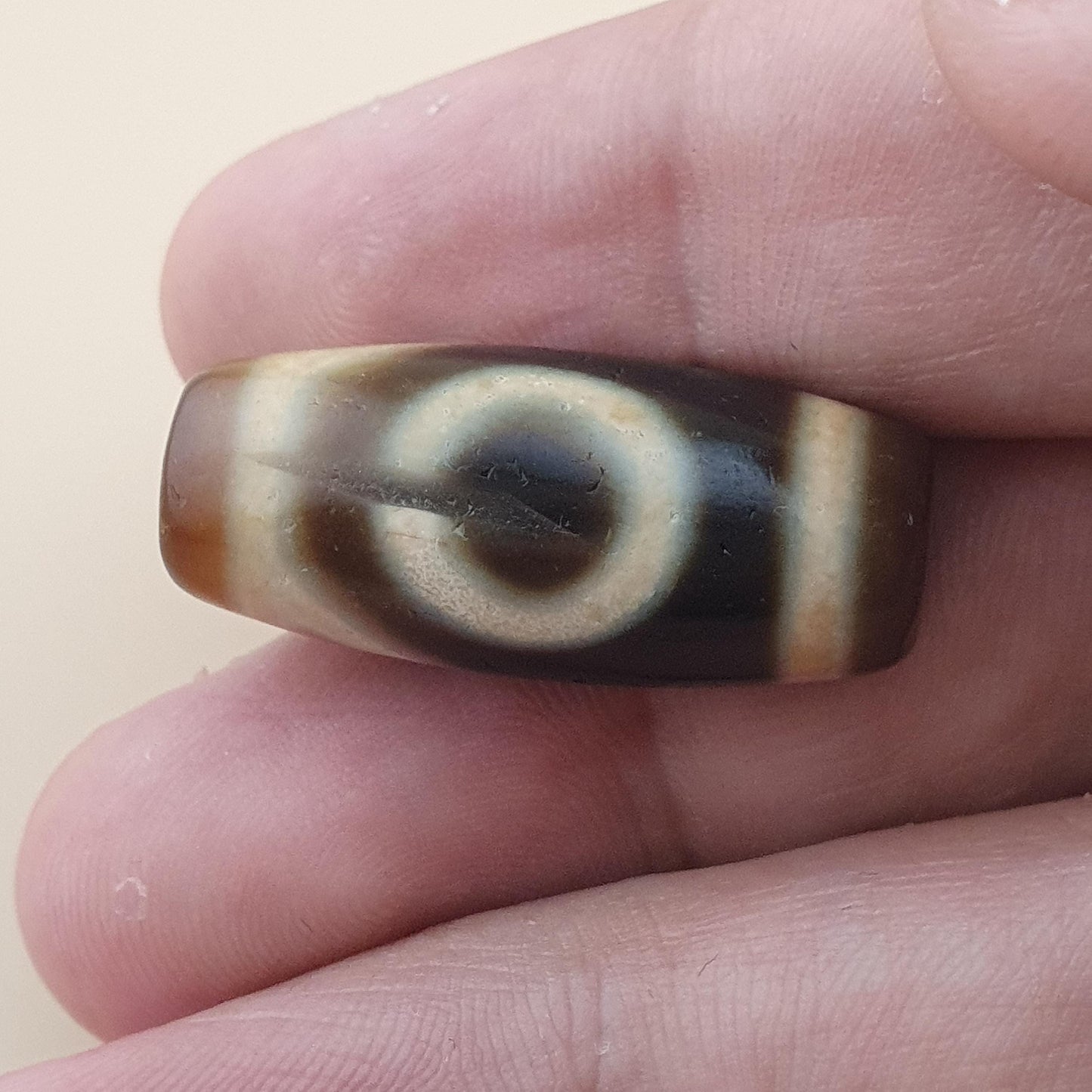 Rare Vintage 1 Eyes Himalayan Tibetan Agate Dzi Bead Unique Pattern Amulet