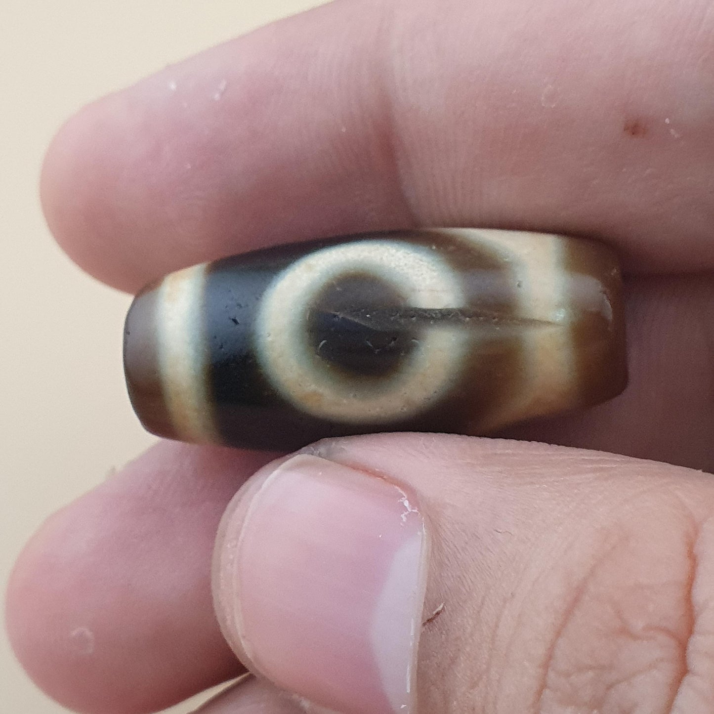 Rare Vintage 1 Eyes Himalayan Tibetan Agate Dzi Bead Unique Pattern Amulet