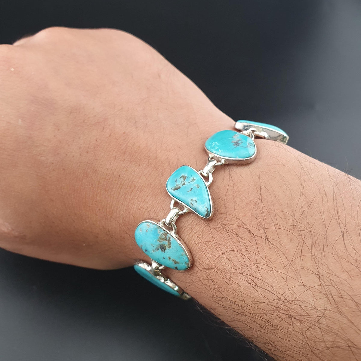 Bracelet en argent sterling et turquoise d'Arizona : Bijoux bohèmes style sud-ouest