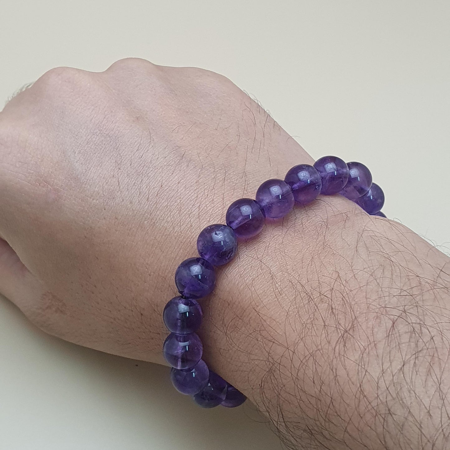 Lila klarer Amethyst Armband mit runden Perlen