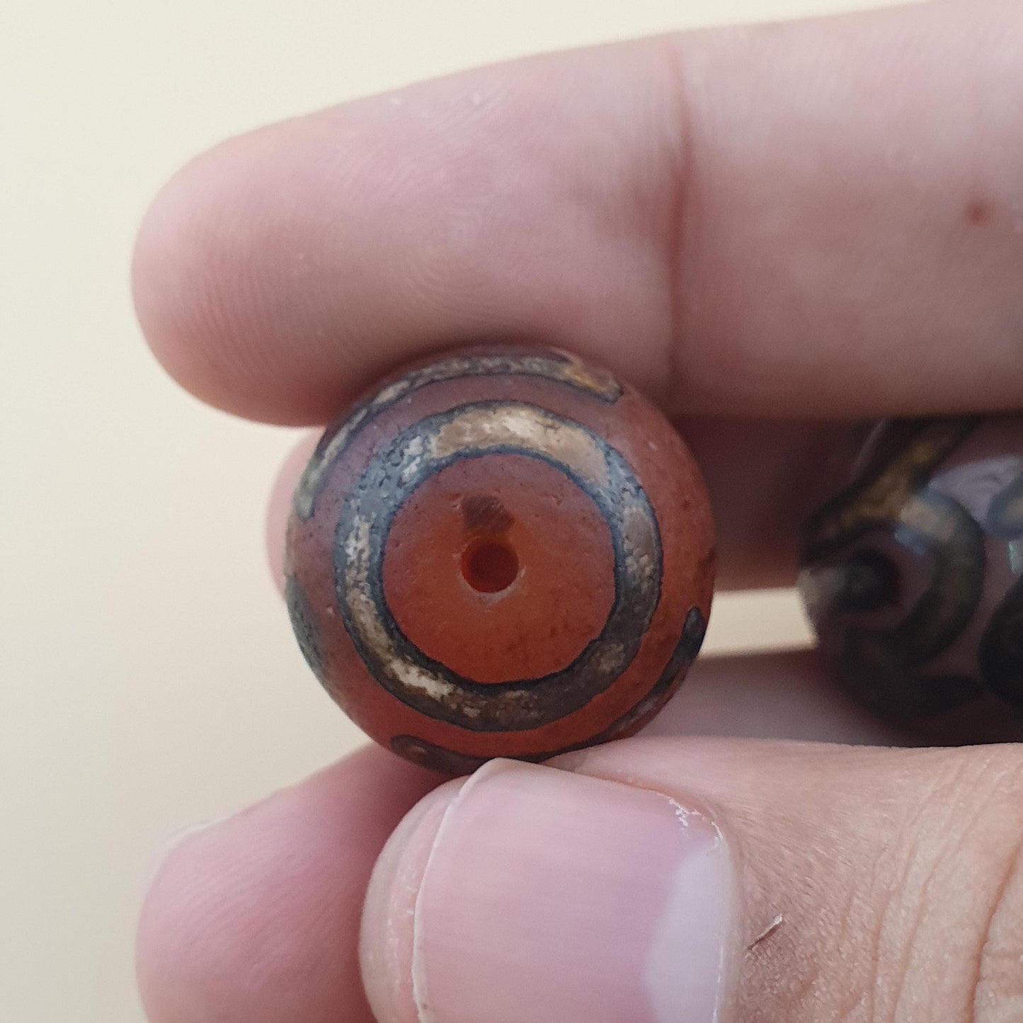 Vintage Etched Carnelian Agate Lot of 3 Beads