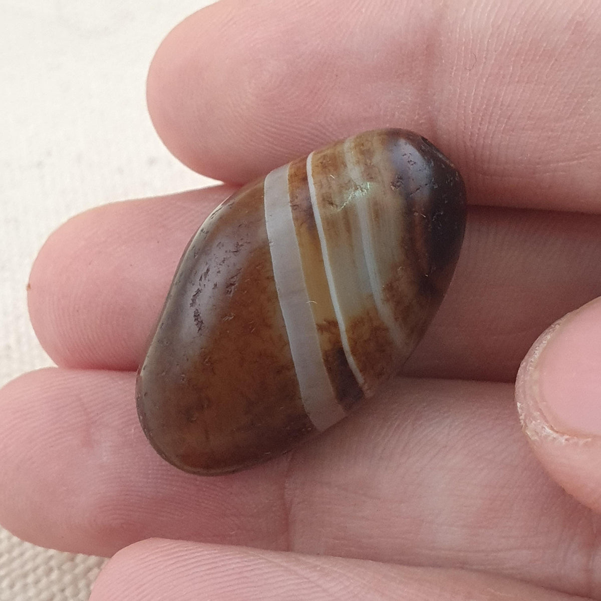Amulette vintage en agate œil de Souleiman