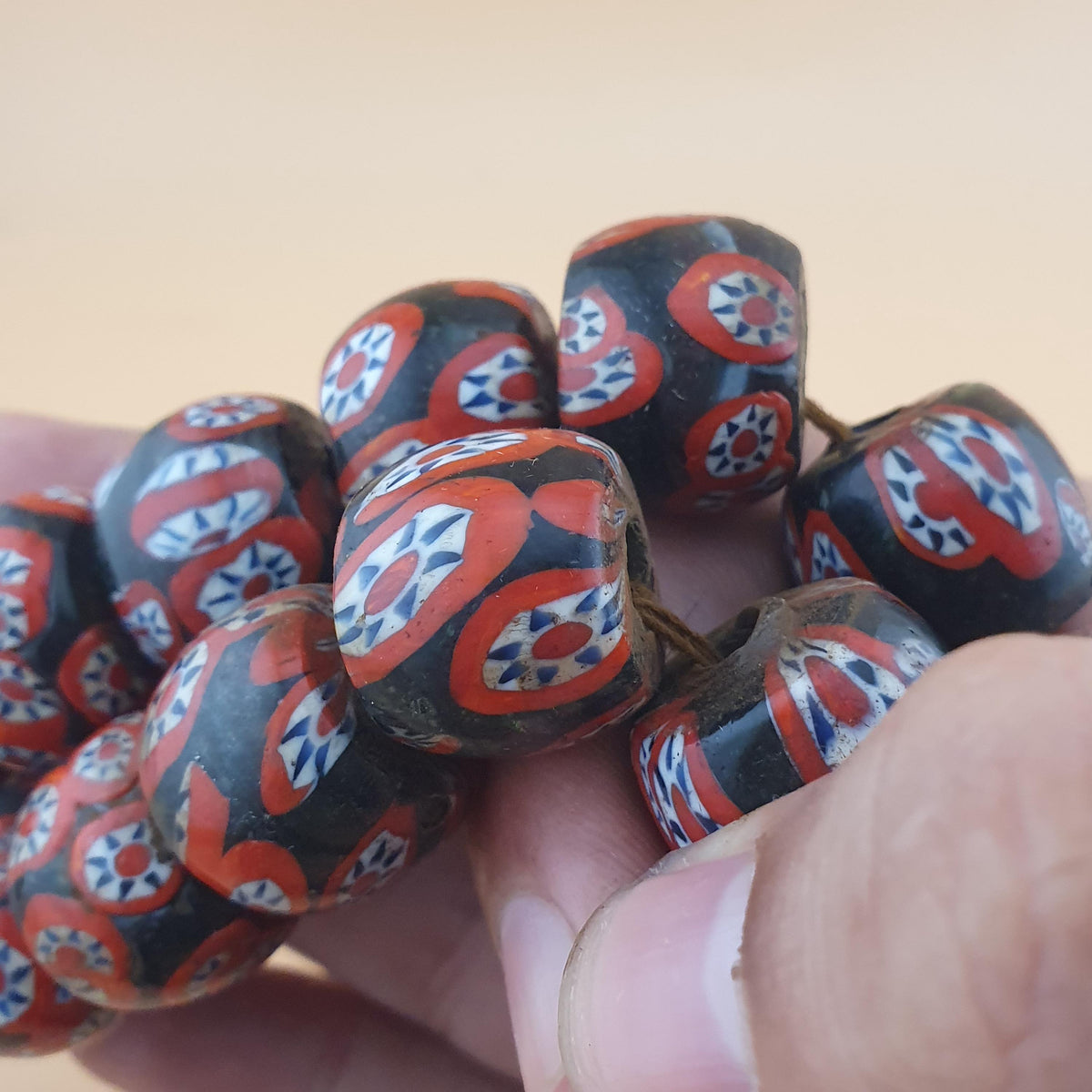 Venetian Style Floral Glass Bead Necklace Strands Antique Design