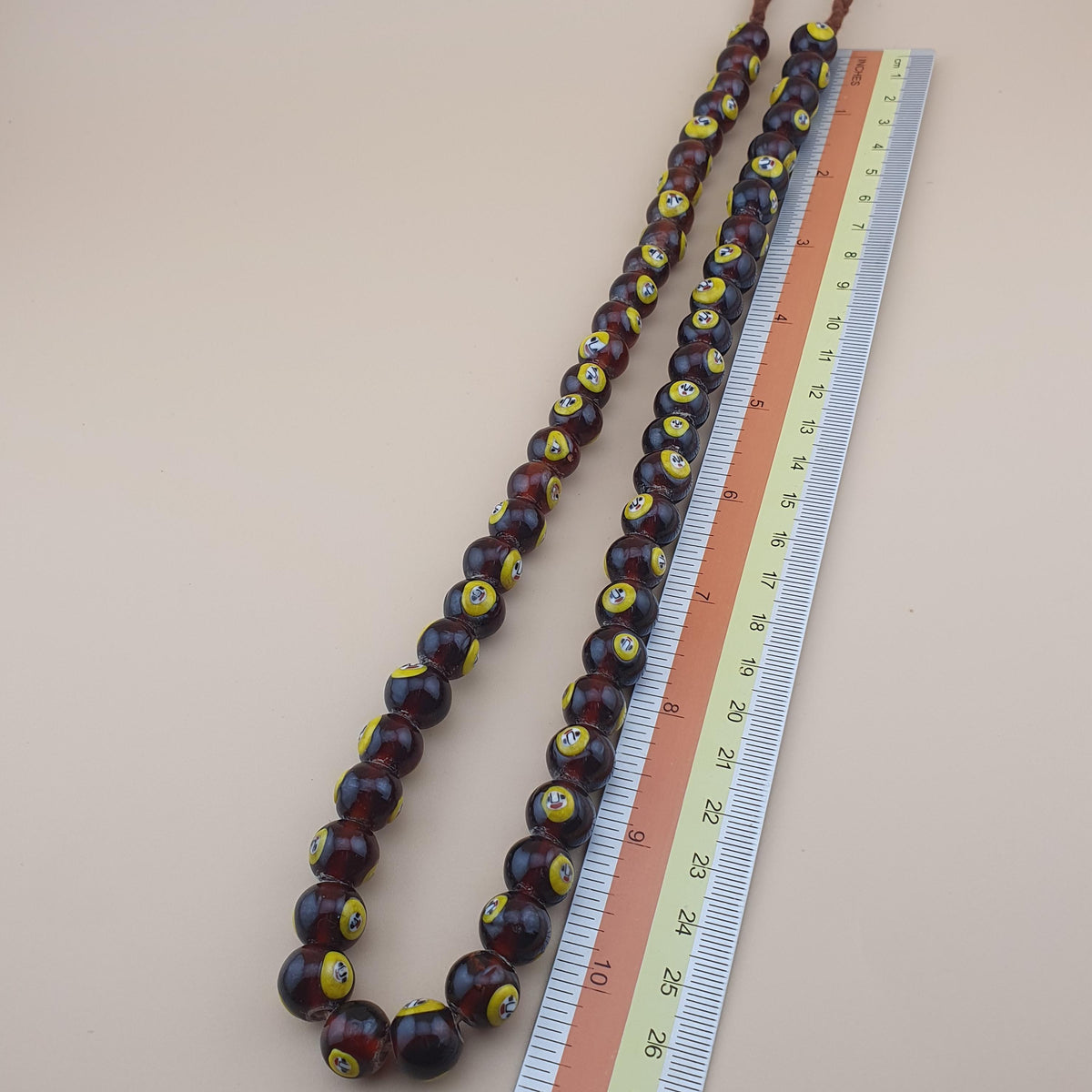Collier de perles de verre vintage style vénitien africain - 50 cm