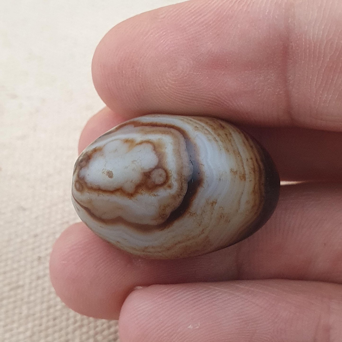Vintage Suliemani Achat Perle: Natürlicher Augen-Amulettstein