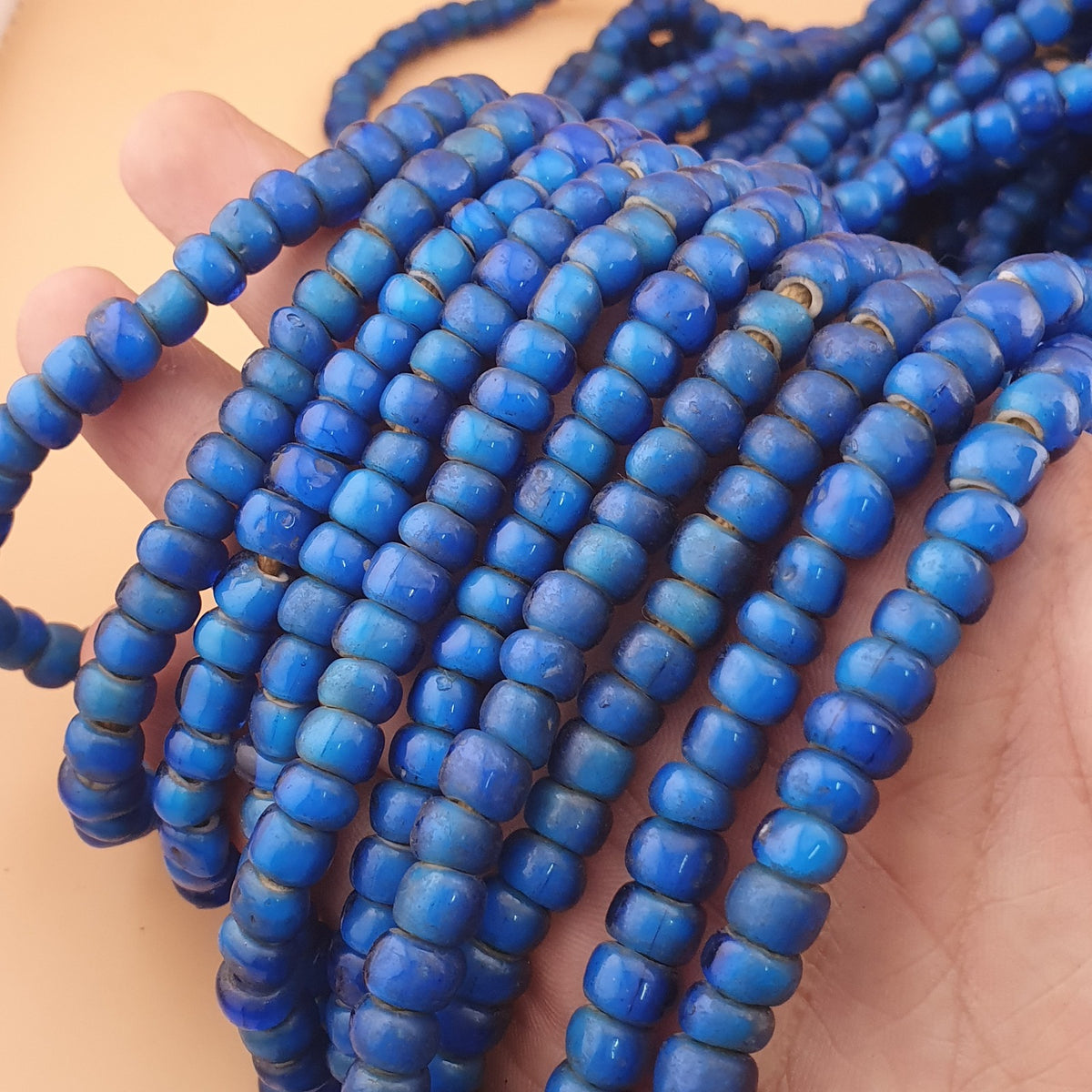 Vintage Venetian SkyBlue Whiteheart beads Strands 7 mm 24 inches Long