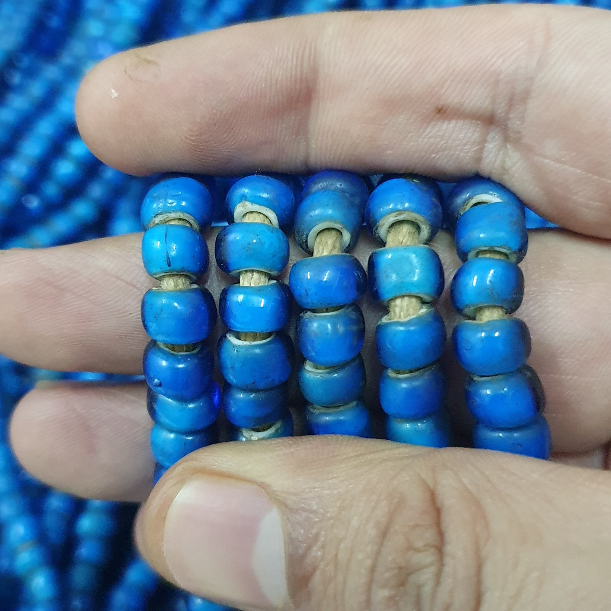 Vintage Venetian SkyBlue Whiteheart beads Strands 7 mm 24 inches Long