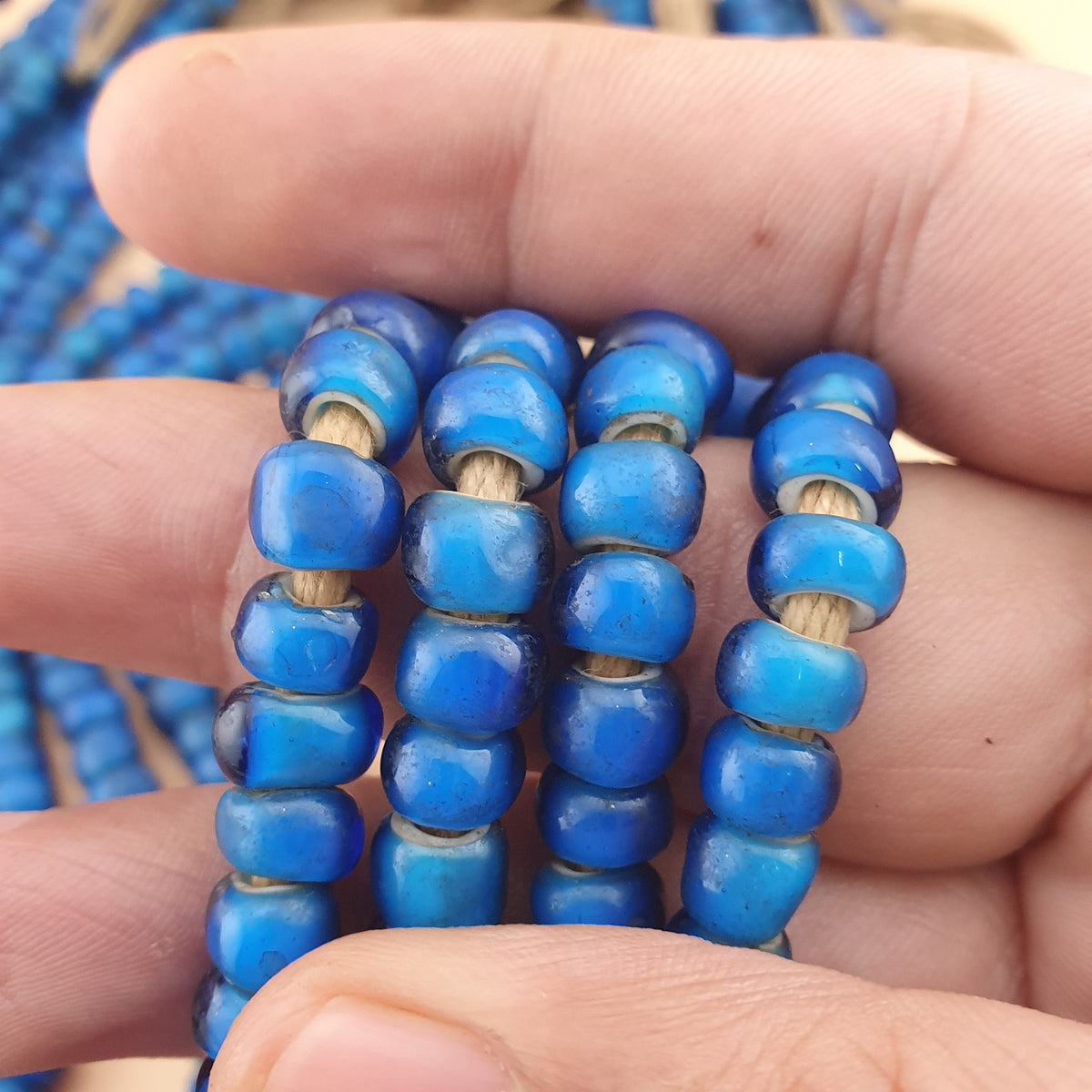 Vintage Venetian SkyBlue Whiteheart beads Strands 7 mm 24 inches Long