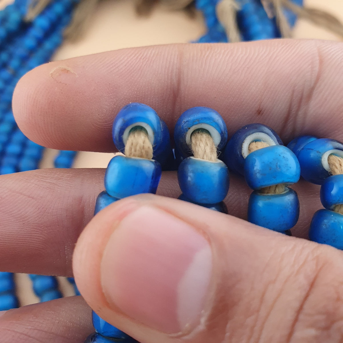 Vintage Venetian SkyBlue Whiteheart beads Strands 7 mm 24 inches Long