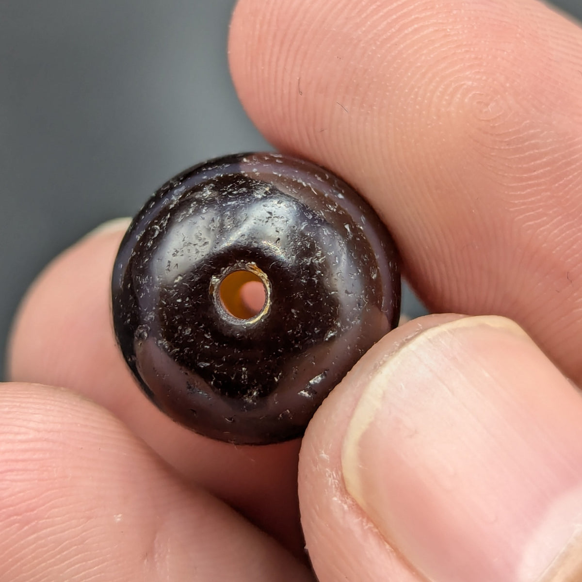 Lot de 2 Perles Vintage en Agate Dzi Tibétaines de l'Himalaya