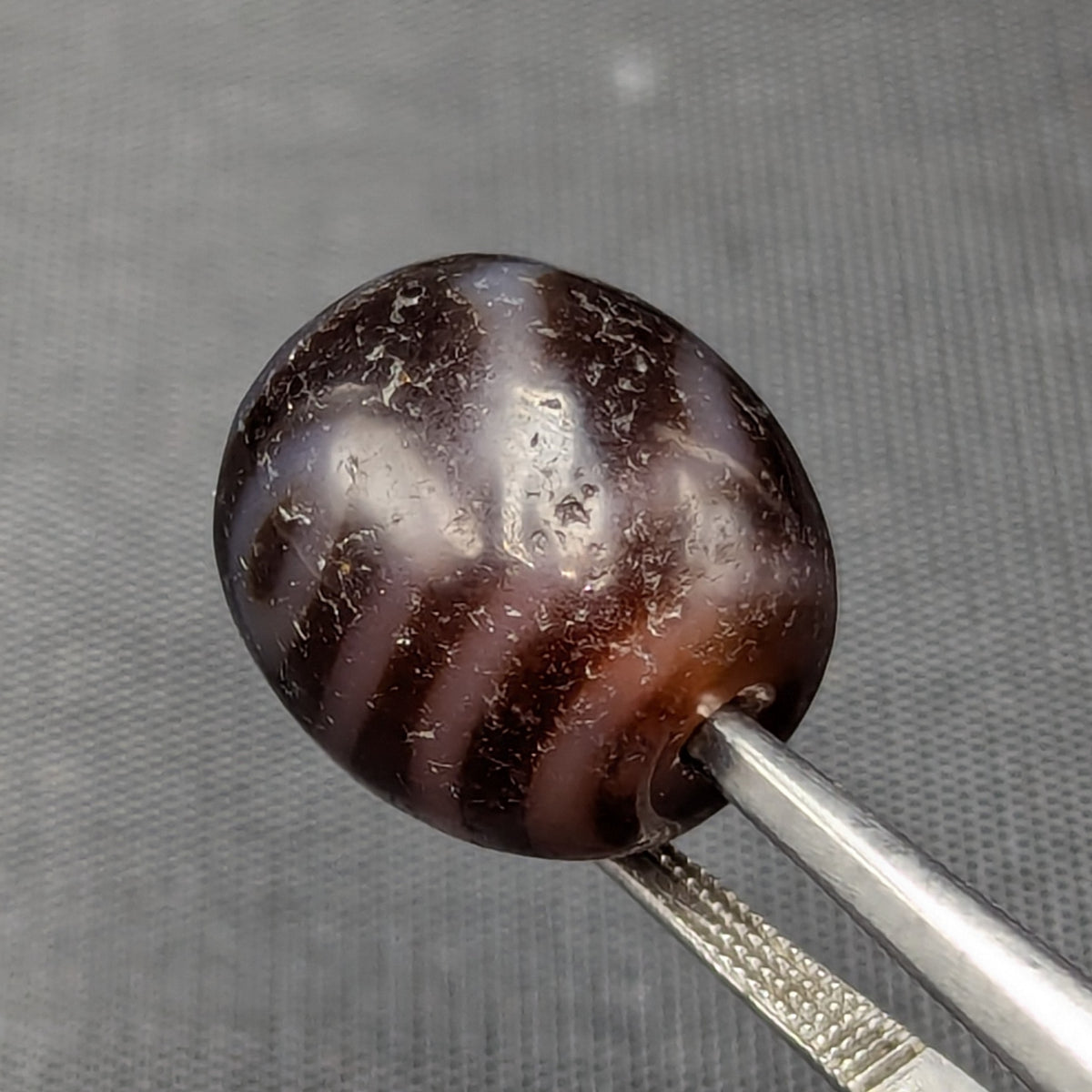 Lot de 2 Perles Vintage en Agate Dzi Tibétaines de l'Himalaya
