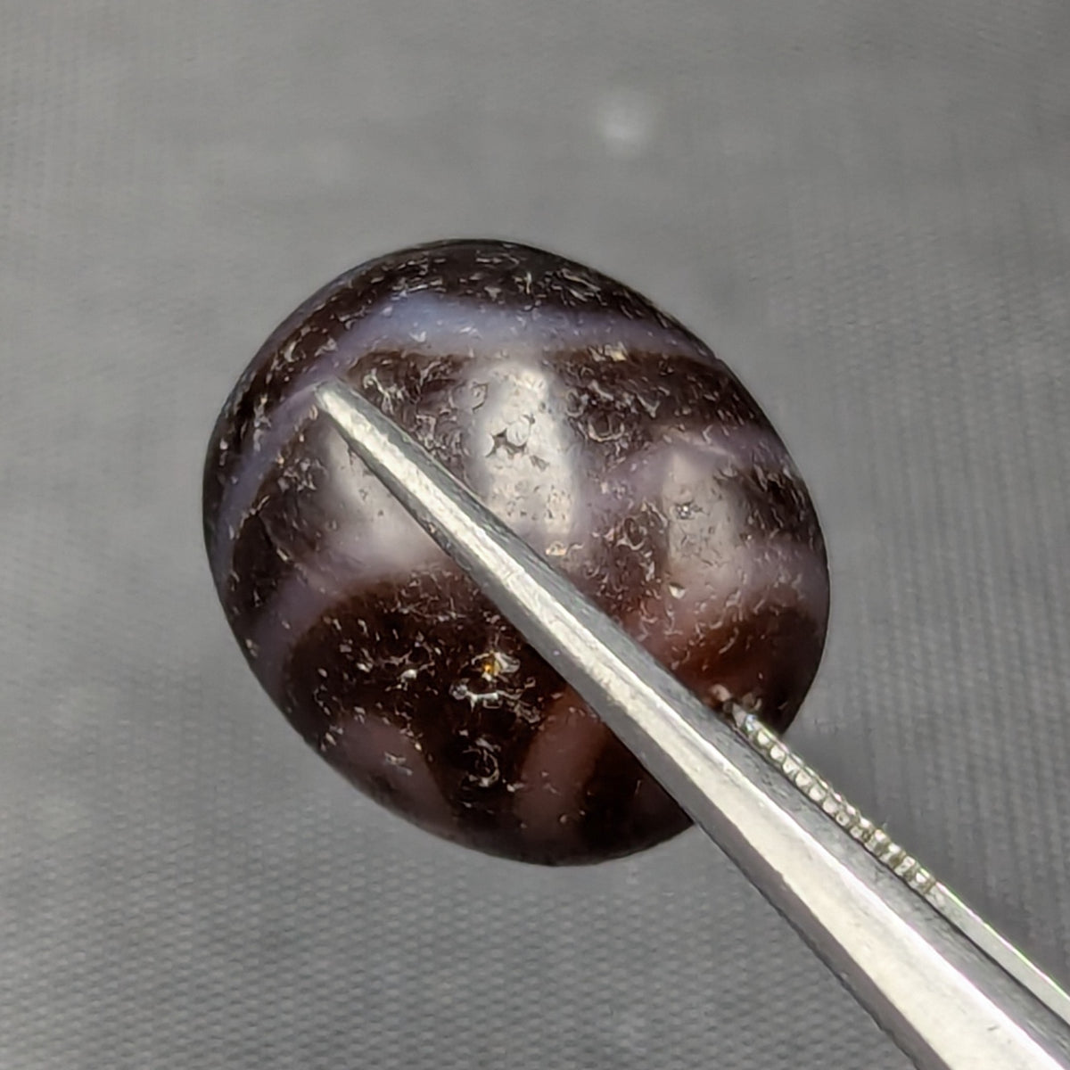 Lot de 2 Perles Vintage en Agate Dzi Tibétaines de l'Himalaya