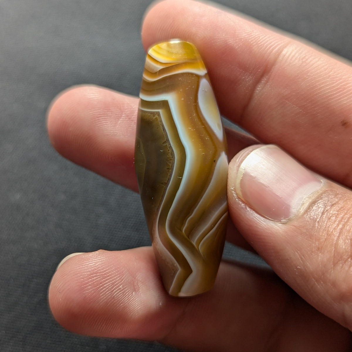 Perle d'Agate du Yémen Vintage Motif Yeux Naturels Uniques