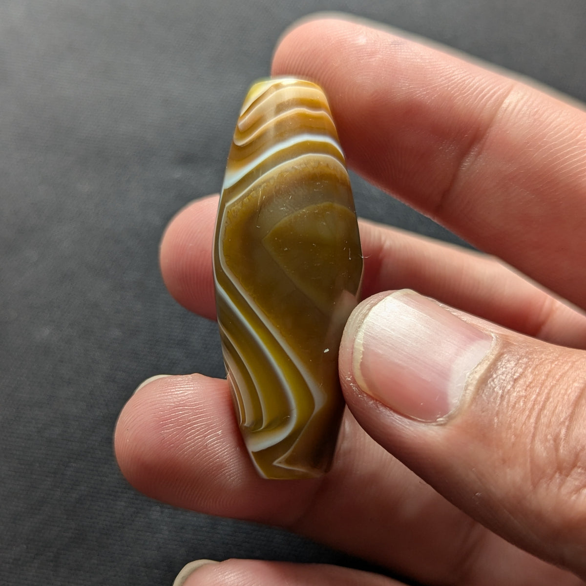Perle d'Agate du Yémen Vintage Motif Yeux Naturels Uniques