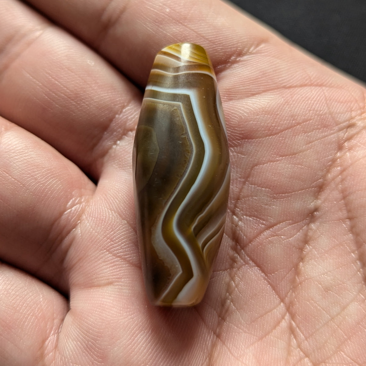 Perle d'Agate du Yémen Vintage Motif Yeux Naturels Uniques
