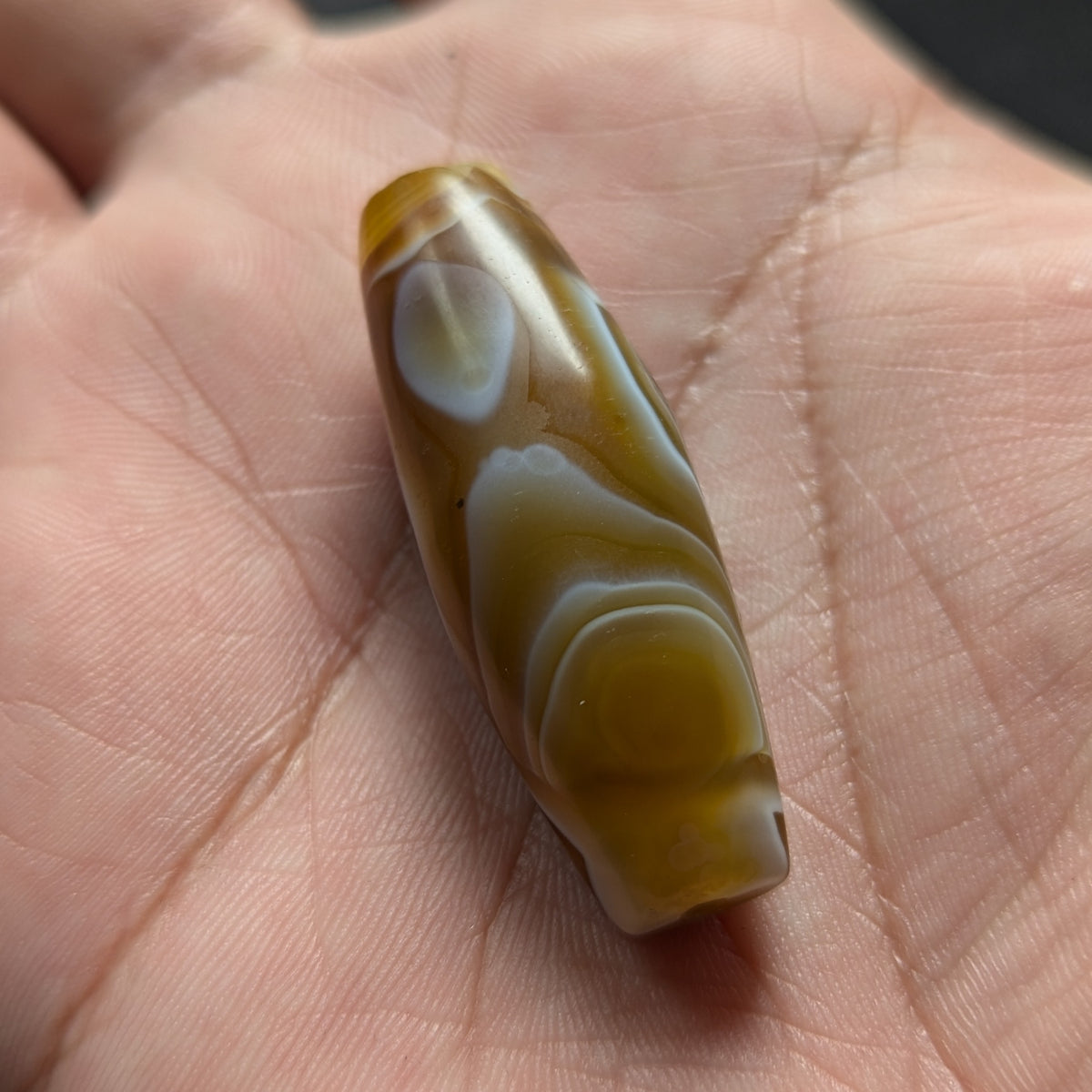Perle d'Agate du Yémen Vintage Motif Yeux Naturels Uniques