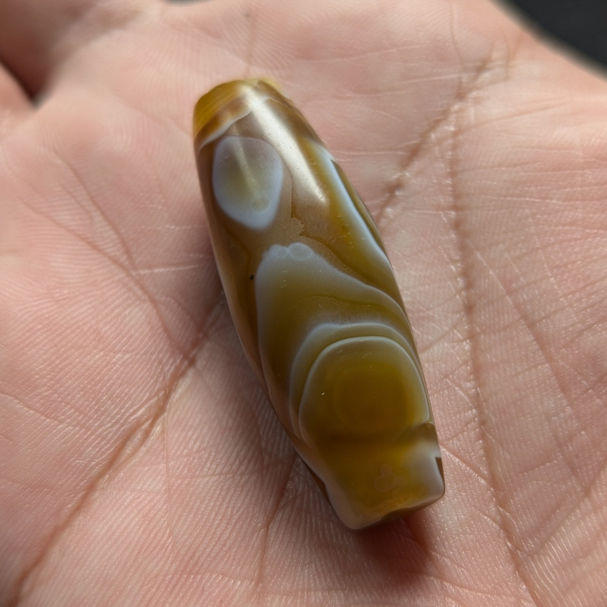 Perle d'Agate du Yémen Vintage Motif Yeux Naturels Uniques