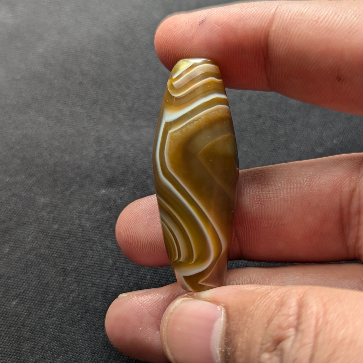 Perle d'Agate du Yémen Vintage Motif Yeux Naturels Uniques