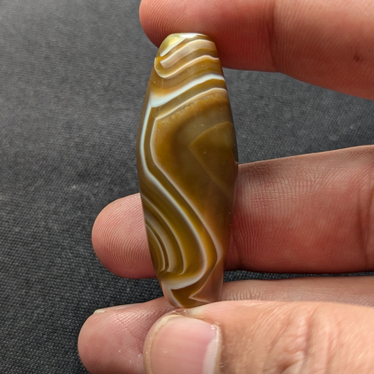 Perle d'Agate du Yémen Vintage Motif Yeux Naturels Uniques