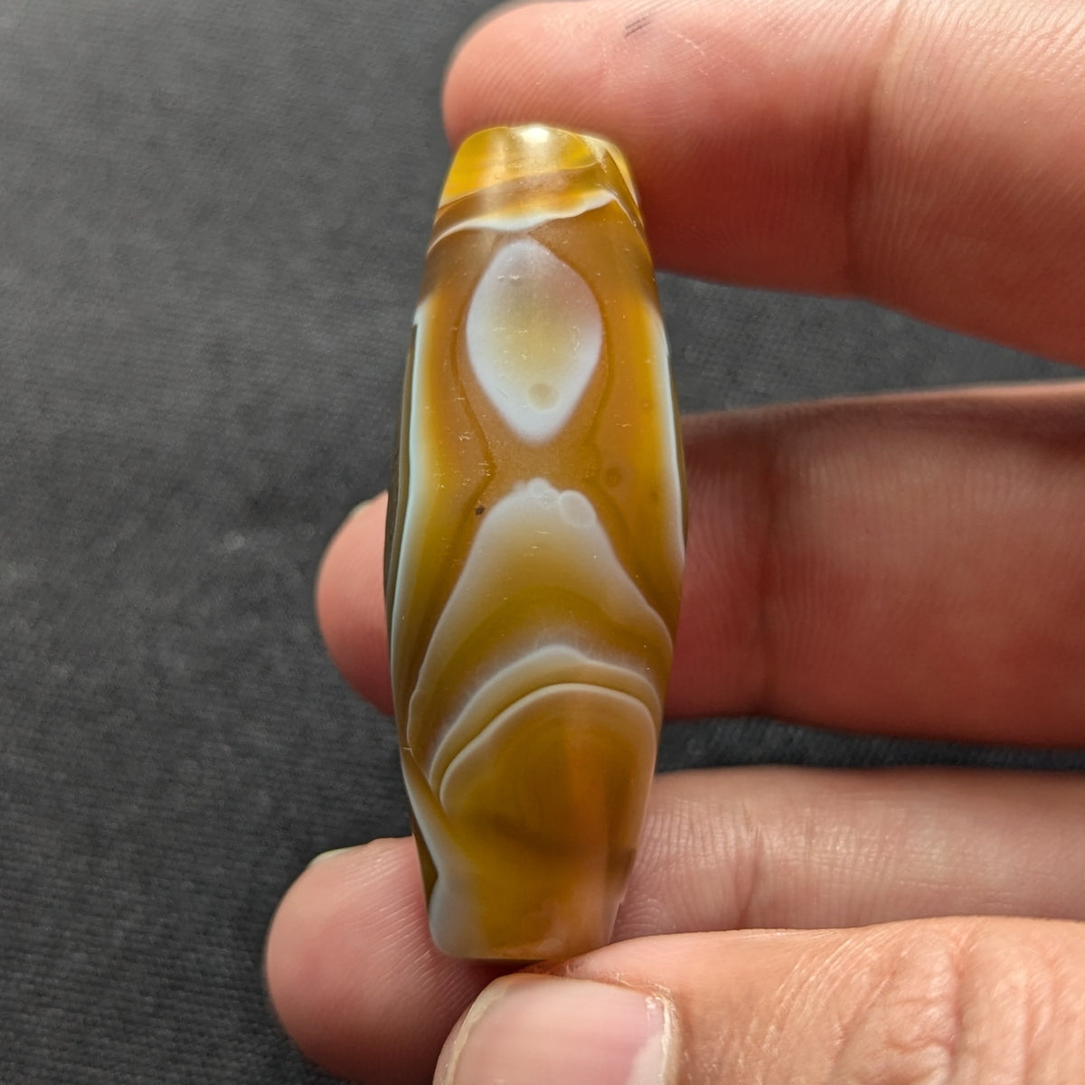 Perle d'Agate du Yémen Vintage Motif Yeux Naturels Uniques