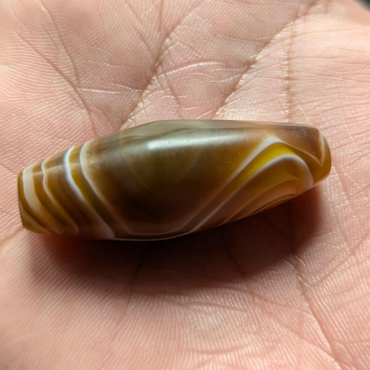 Perle d'Agate du Yémen Vintage Motif Yeux Naturels Uniques