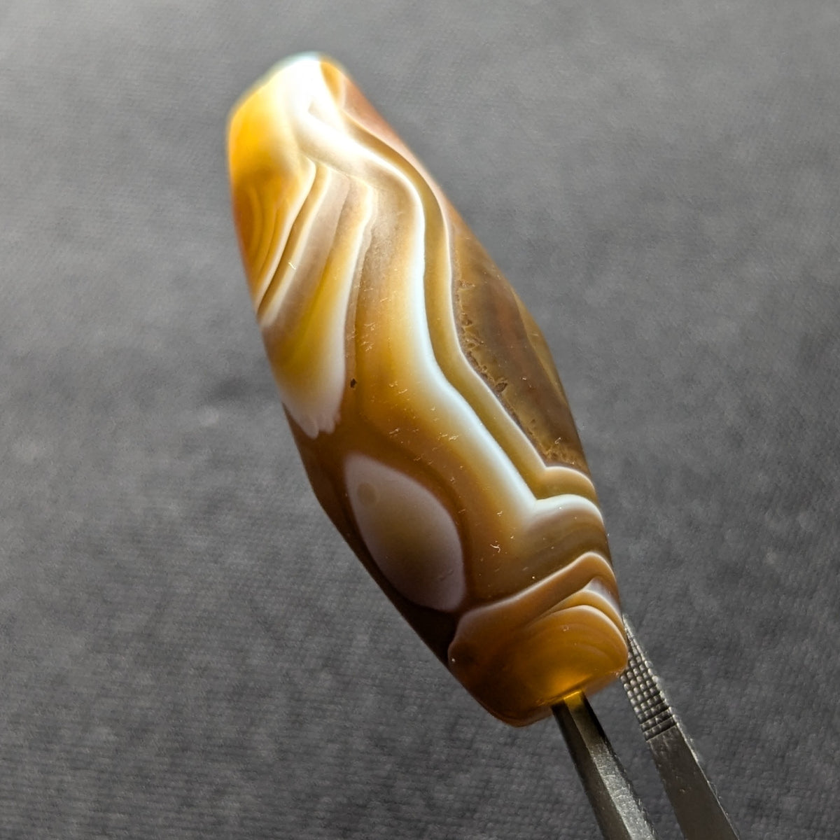 Perle d'Agate du Yémen Vintage Motif Yeux Naturels Uniques