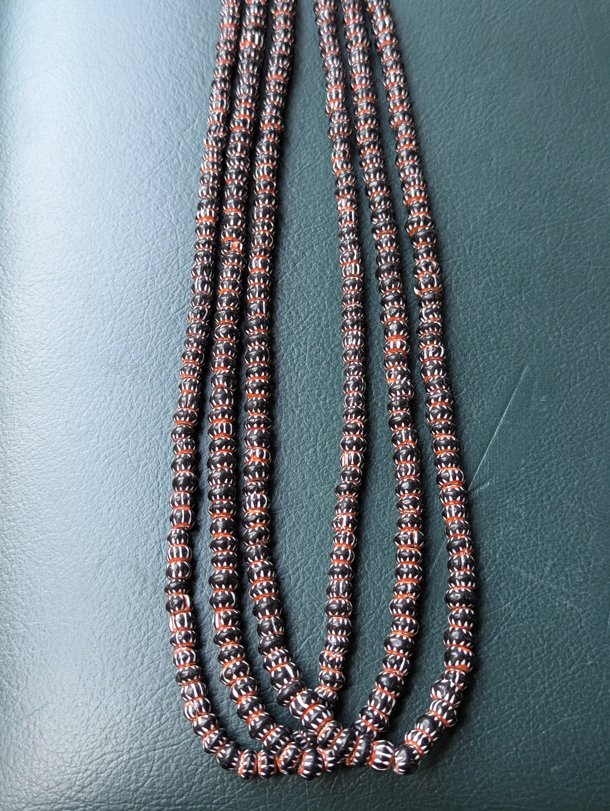 Vintage Venetian Style chevron Glass Beads strands 24 inches