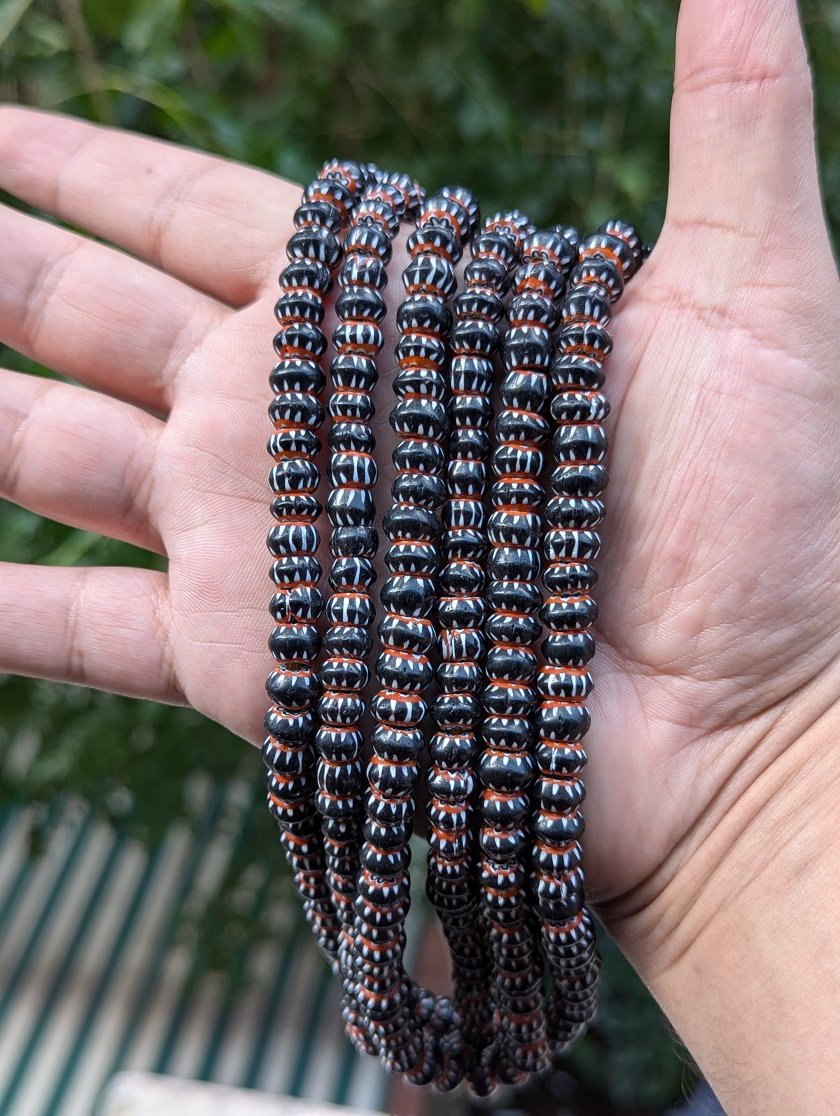 Vintage Venetian Style chevron Glass Beads strands 24 inches