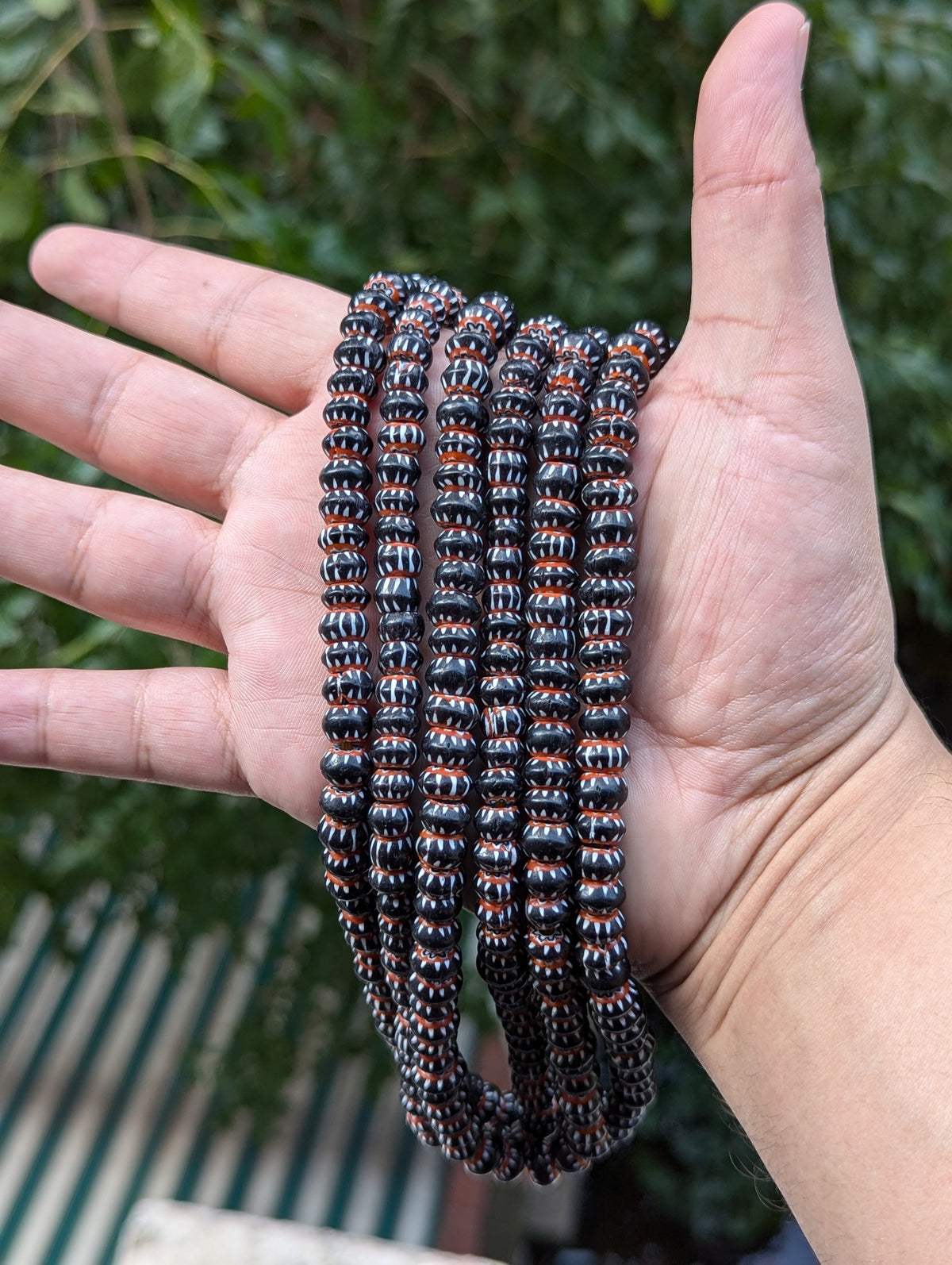 Vintage Venetian Style chevron Glass Beads strands 24 inches