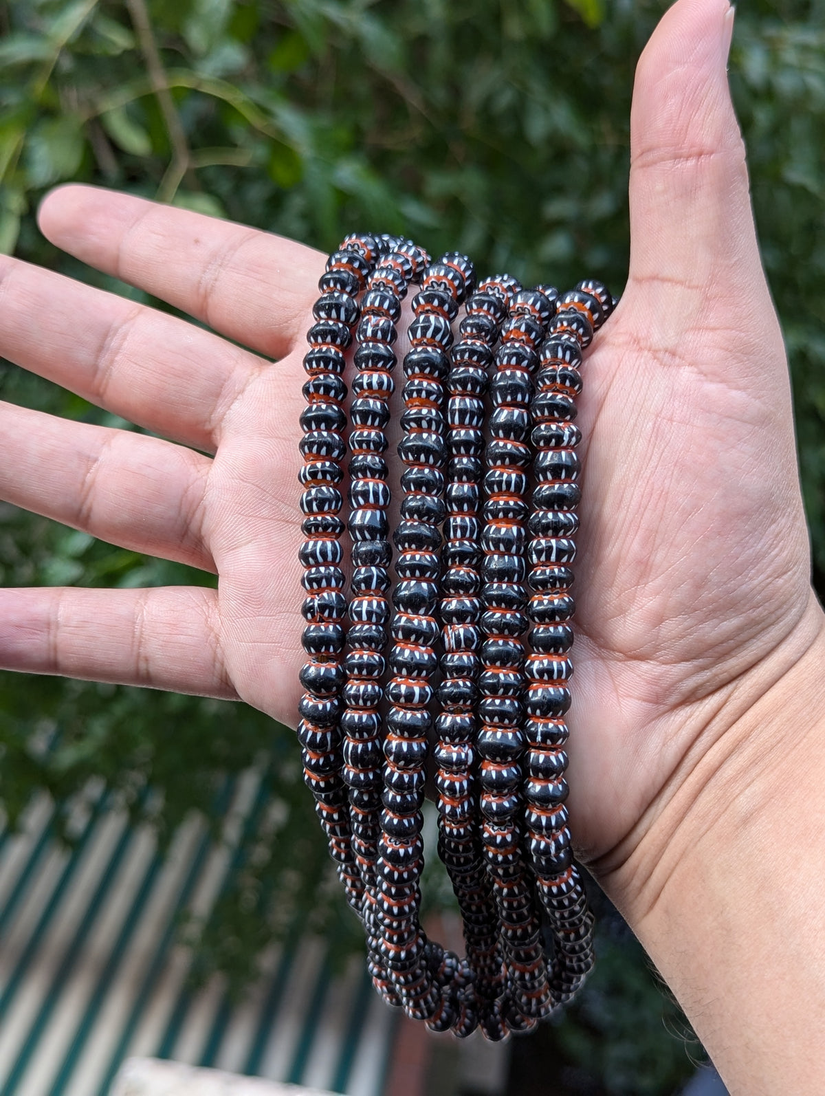 Vintage Venetian Style chevron Glass Beads strands 24 inches