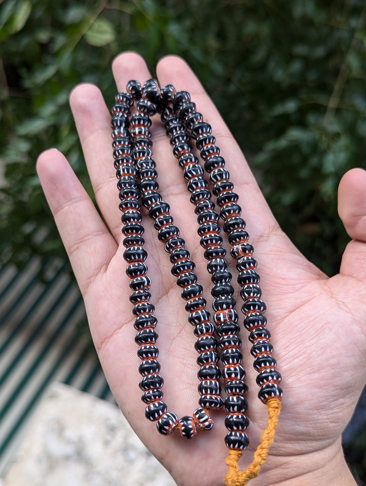 Vintage Venetian Style chevron Glass Beads strands 24 inches
