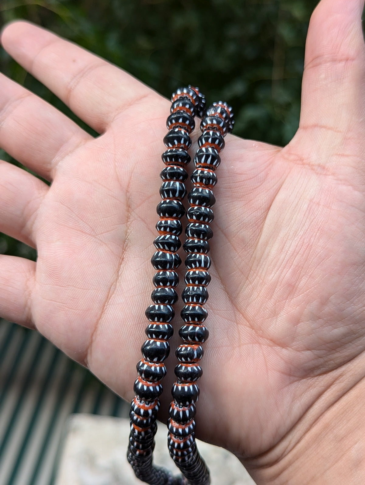 Vintage Venetian Style chevron Glass Beads strands 24 inches