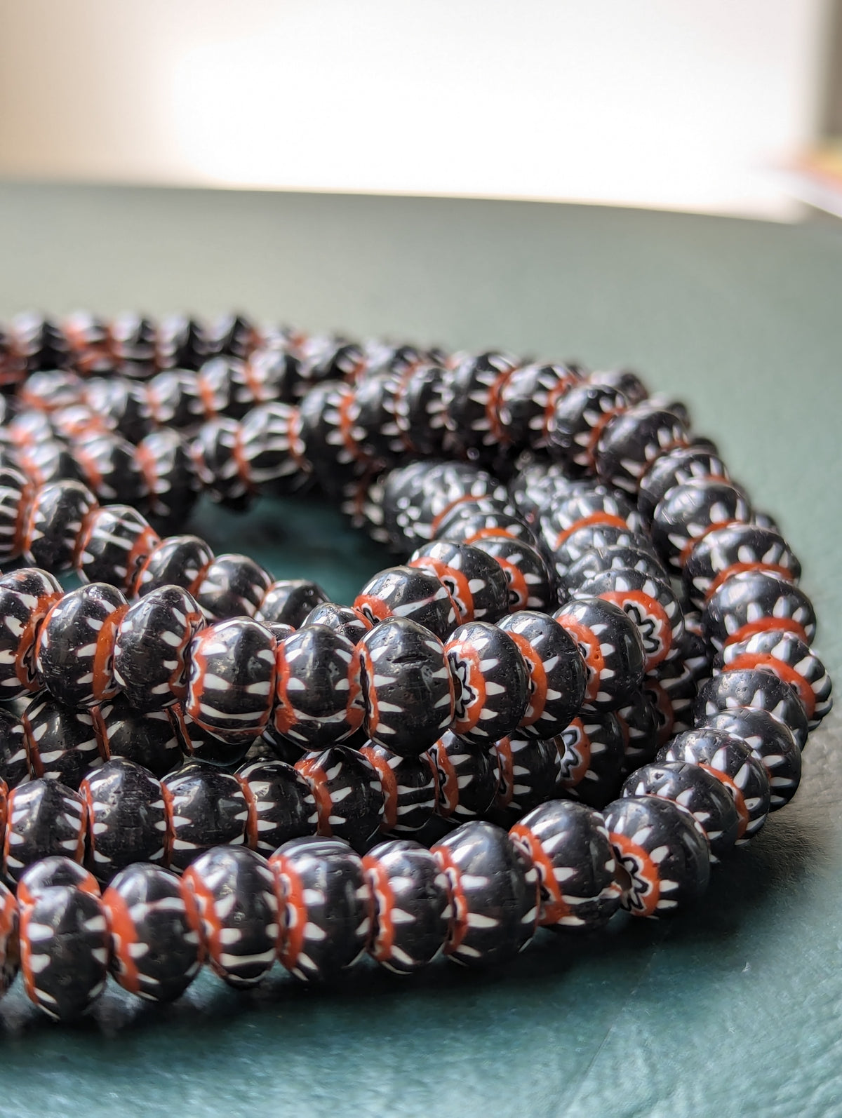 Vintage Venetian Style chevron Glass Beads strands 24 inches