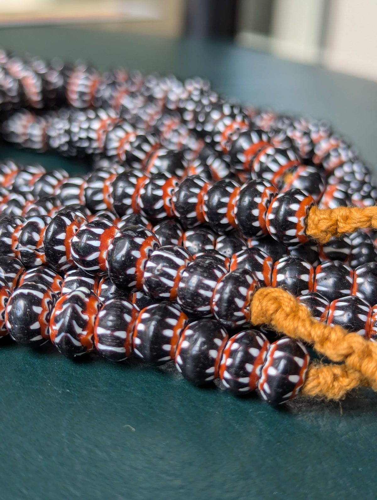 Vintage Venetian Style chevron Glass Beads strands 24 inches