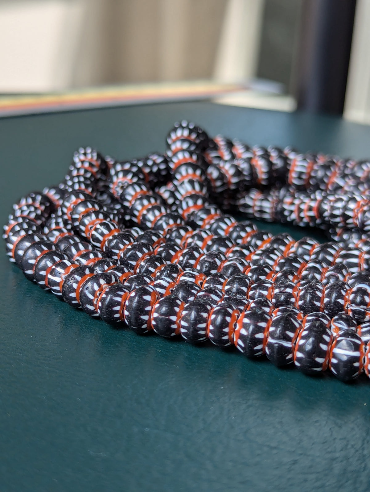 Vintage Venetian Style chevron Glass Beads strands 24 inches